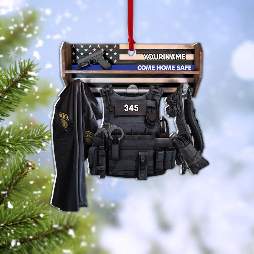 Personalized Ornament Gifts For Police - Custom Ornaments Gift For Policeman - Come Home Safe Police Storage Shelf Ornament