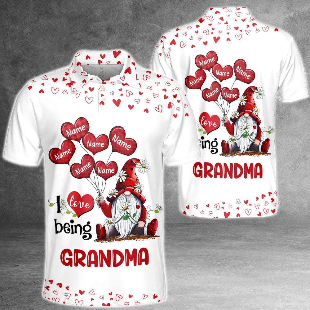 Personalized I Love Being Grandma Gnomes Balloon Hearts 3D Shirt Grandma With Grandkids Name Gnomes 3D All Over Print Shirt Hoodie Zip Hoodie