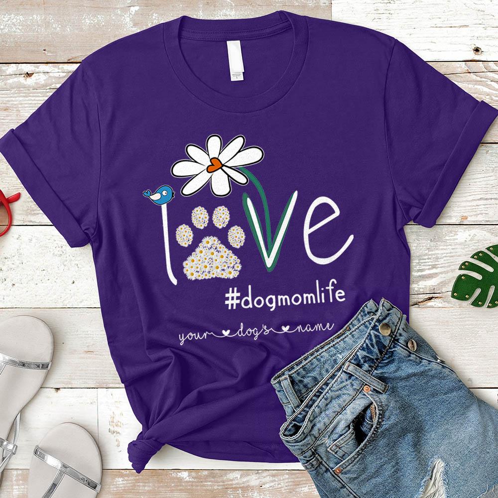 Dog Mom Daisy Flower Personalized Dogs Names T-shirt