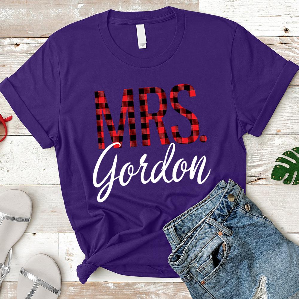 Personalized Mrslast Name Relaxed Boyfriend Personalized Last Name Boyfriend Buffalo Plaid Shirt