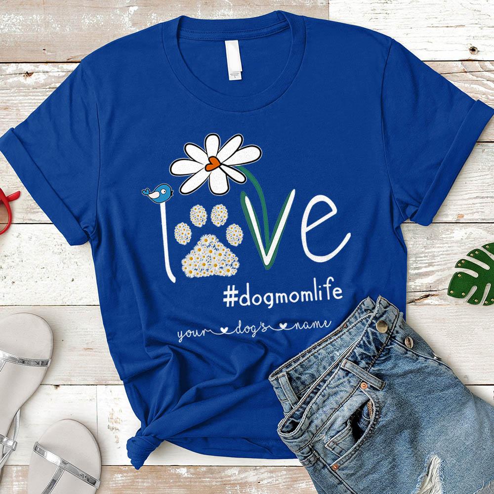Dog Mom Daisy Flower Personalized Dogs Names T-shirt