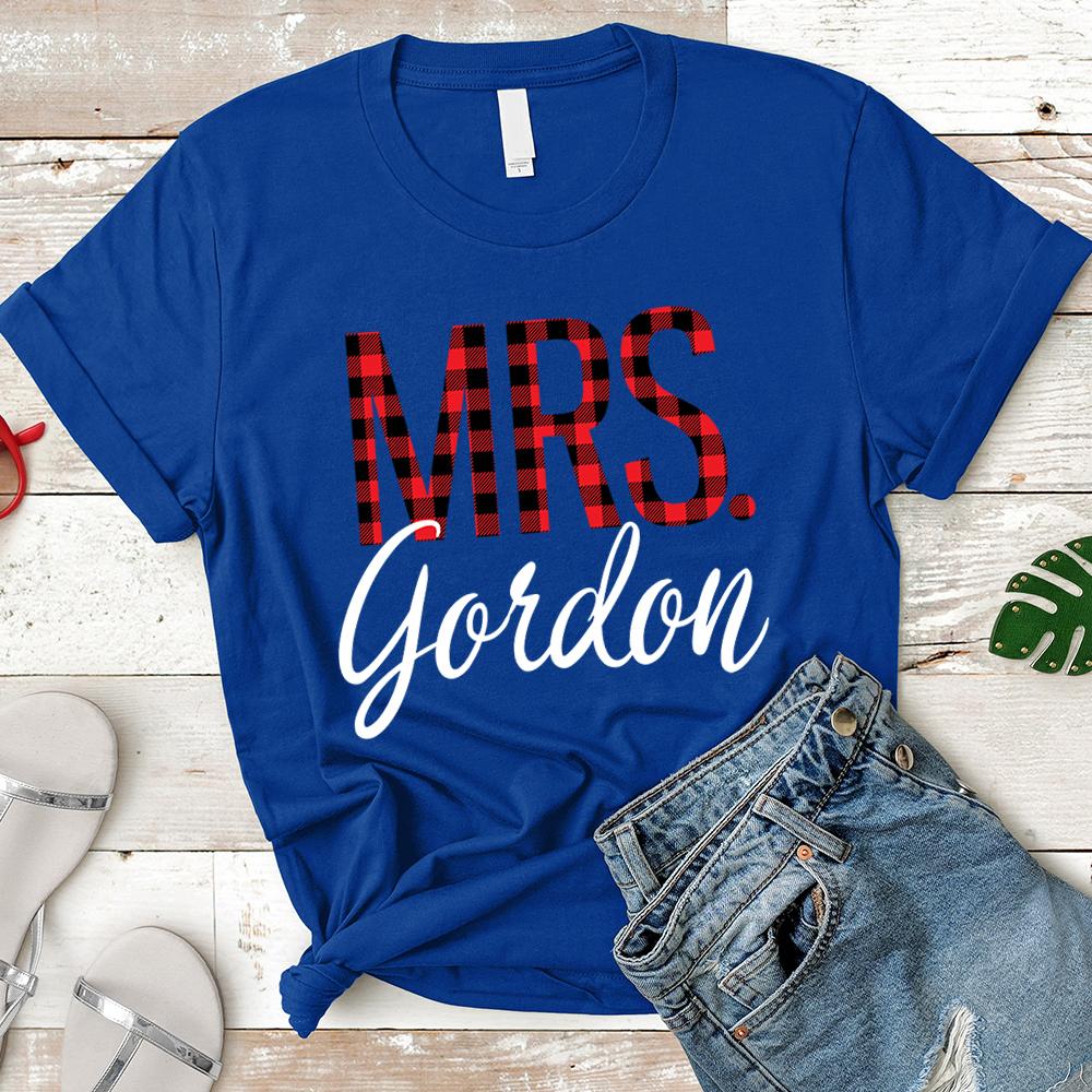 Personalized Mrslast Name Relaxed Boyfriend Personalized Last Name Boyfriend Buffalo Plaid Shirt