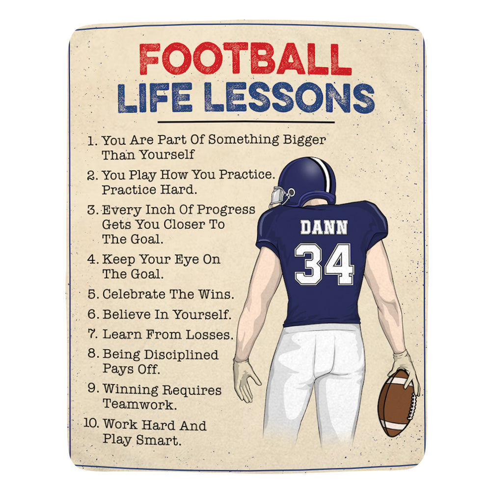 American Football Life Lessons Custom Blanket Gift For Football Player - Personalized Gifts For Football Lovers