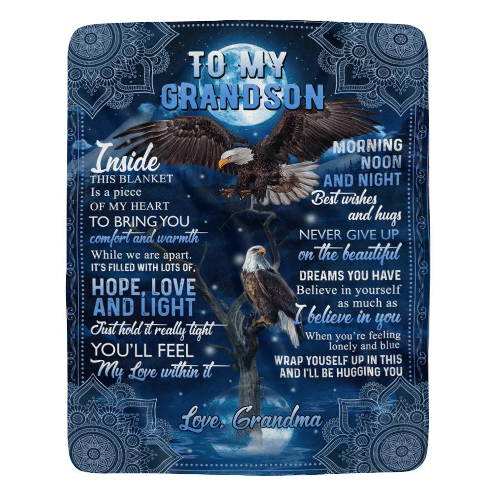 To My Grandson Inside This Blanket Is A Peace Custom Blanket Gift For Grandson From Grandmas