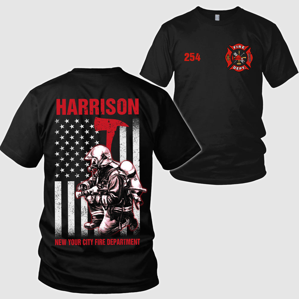 Personalized Firefighter Shirts Custom Name And Number Fireman All Over Print Shirt K1702
