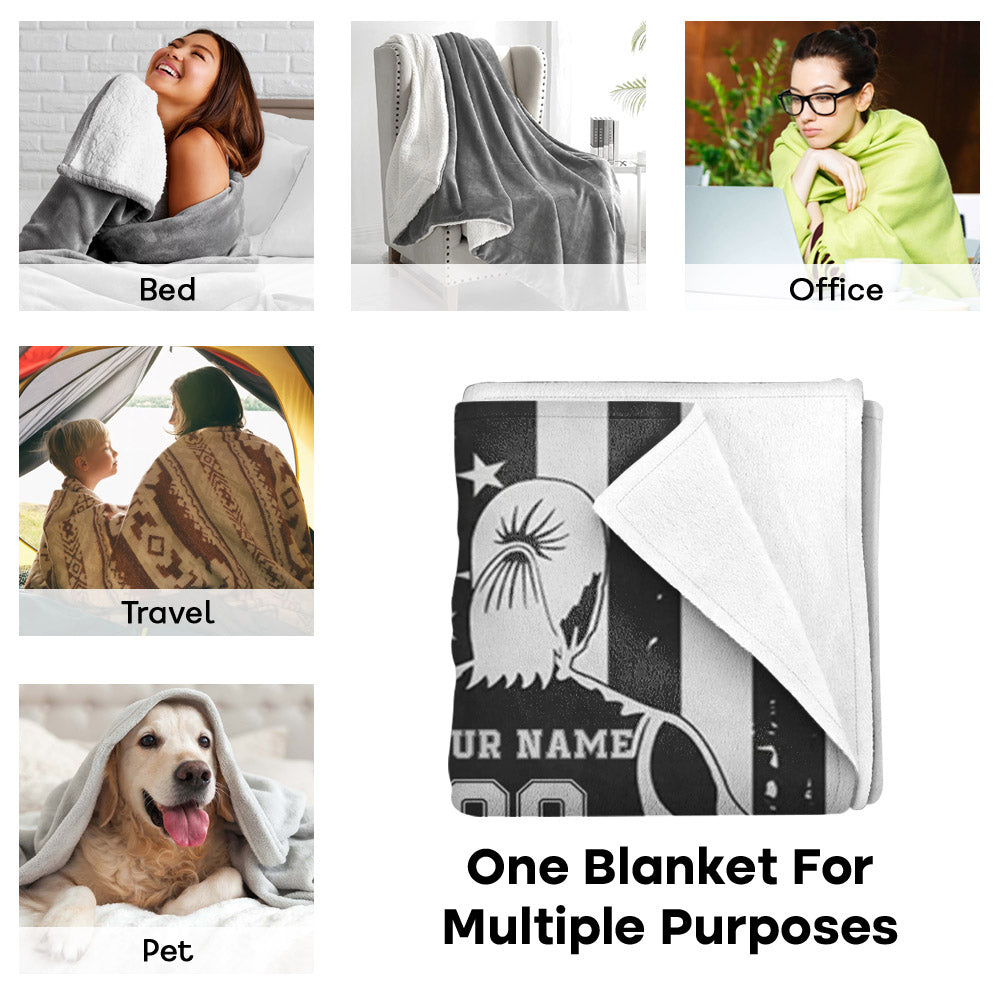 Custom Blanket Gift For Volleyball Player - Personalized Gifts For Volleyball Lovers - Volleyball American Flag Blanket