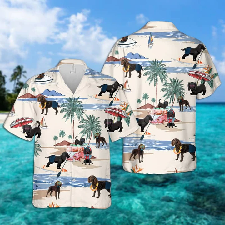 Spanish Water Dog Summer Beach Hawaiian Shirt, Hawaiian Shirts For Men Short Sleeve Aloha Beach Shirt