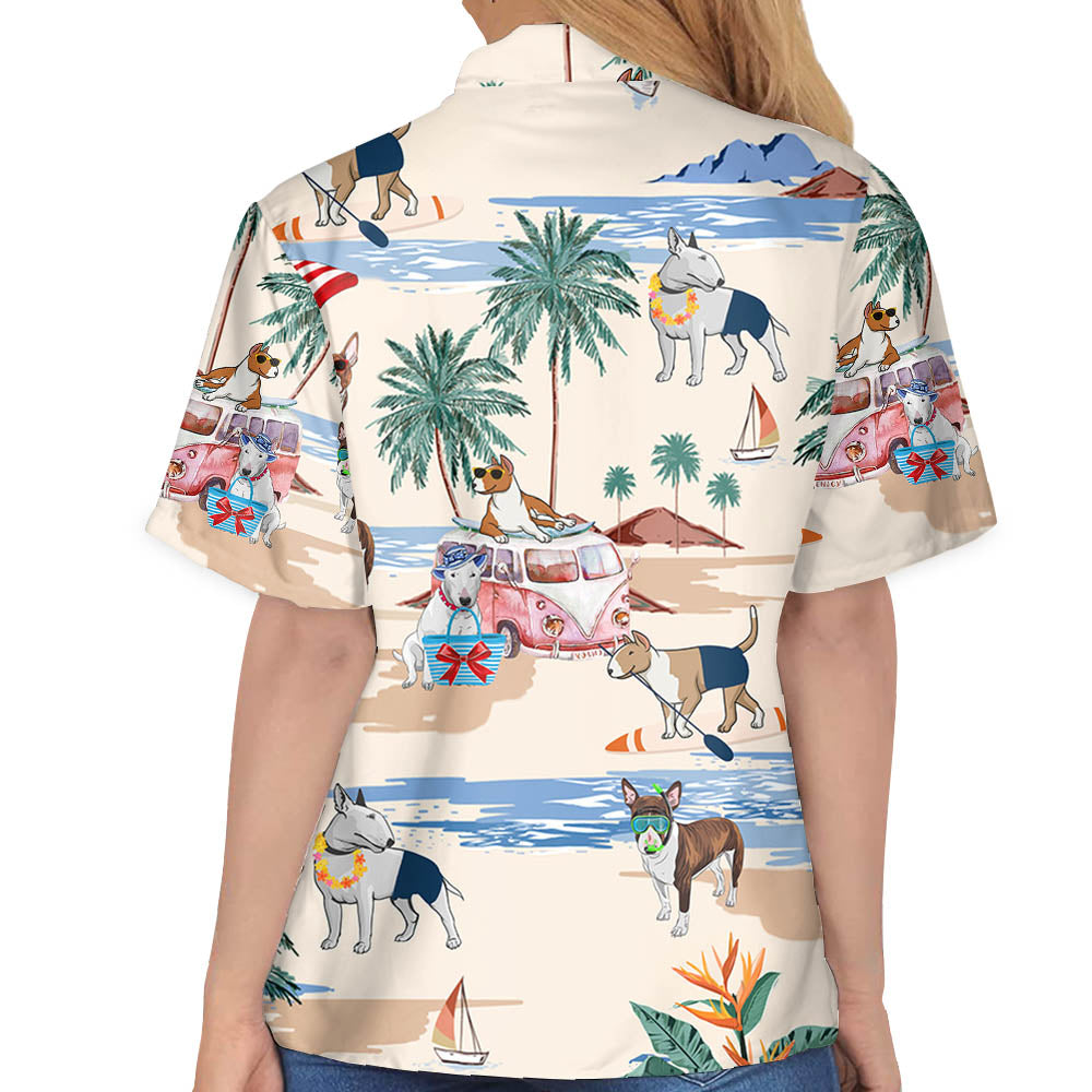 Bull Terrier Summer Beach Hawaiian Shirt