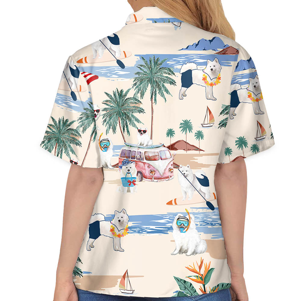 Samoyed Summer Beach Hawaiian Shirt