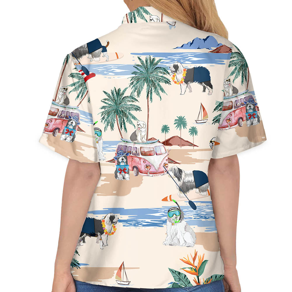 Old English Sheepdog Summer Beach Hawaiian Shirt