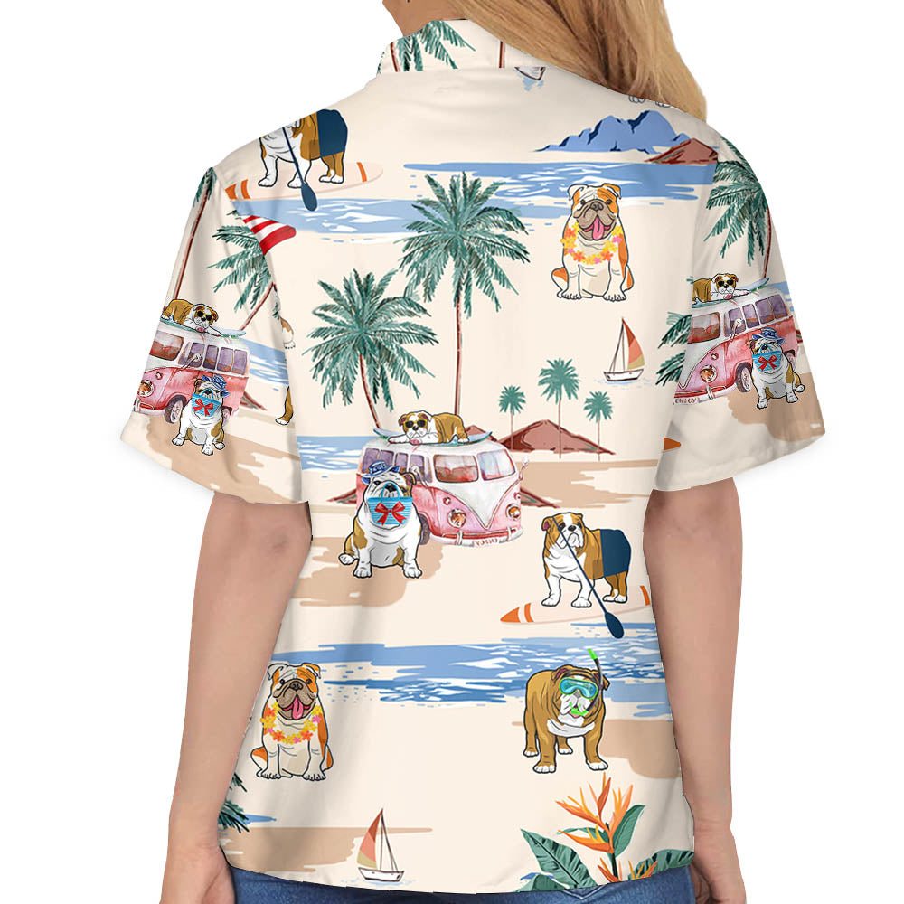 English Bulldog Summer Beach Hawaiian Shirt For English Bulldog Lover