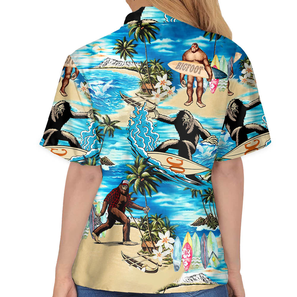 Summer 3D Bigfoot Hawaiian Shirt, Hawaiian Shirts For Men Short Sleeve Aloha Beach Shirt