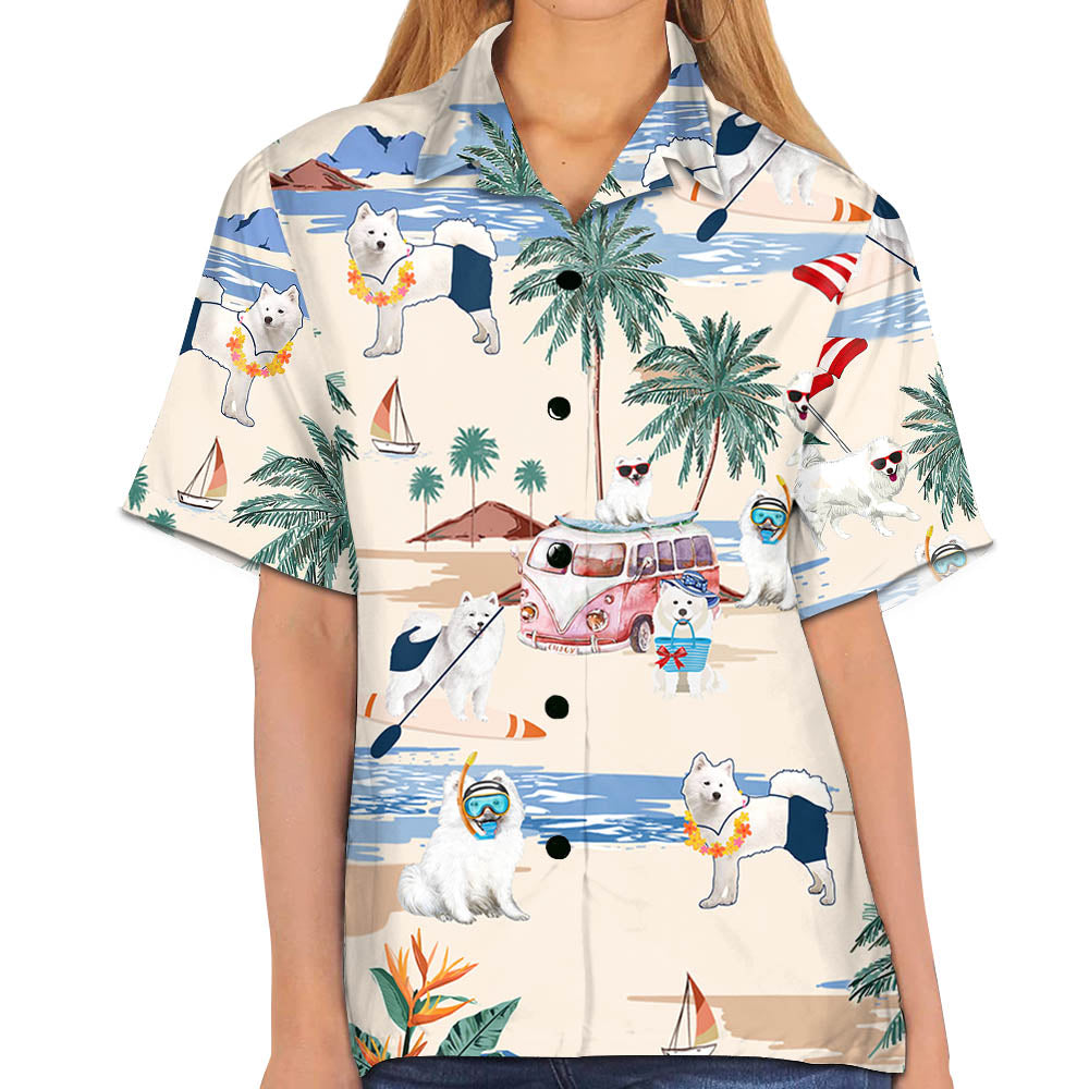 Samoyed Summer Beach Hawaiian Shirt