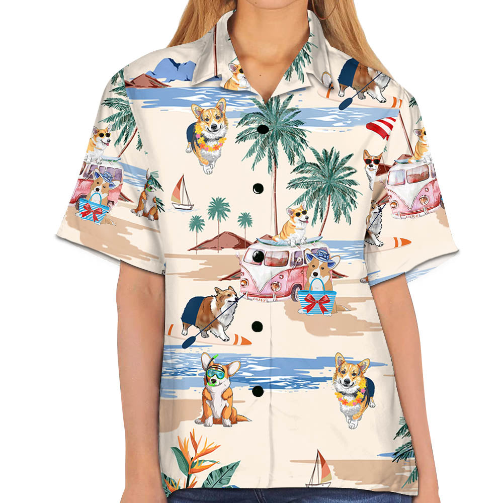 Corgi Hawaiian Shirt - Corgi Summer Beach Hawaiian Shirt
