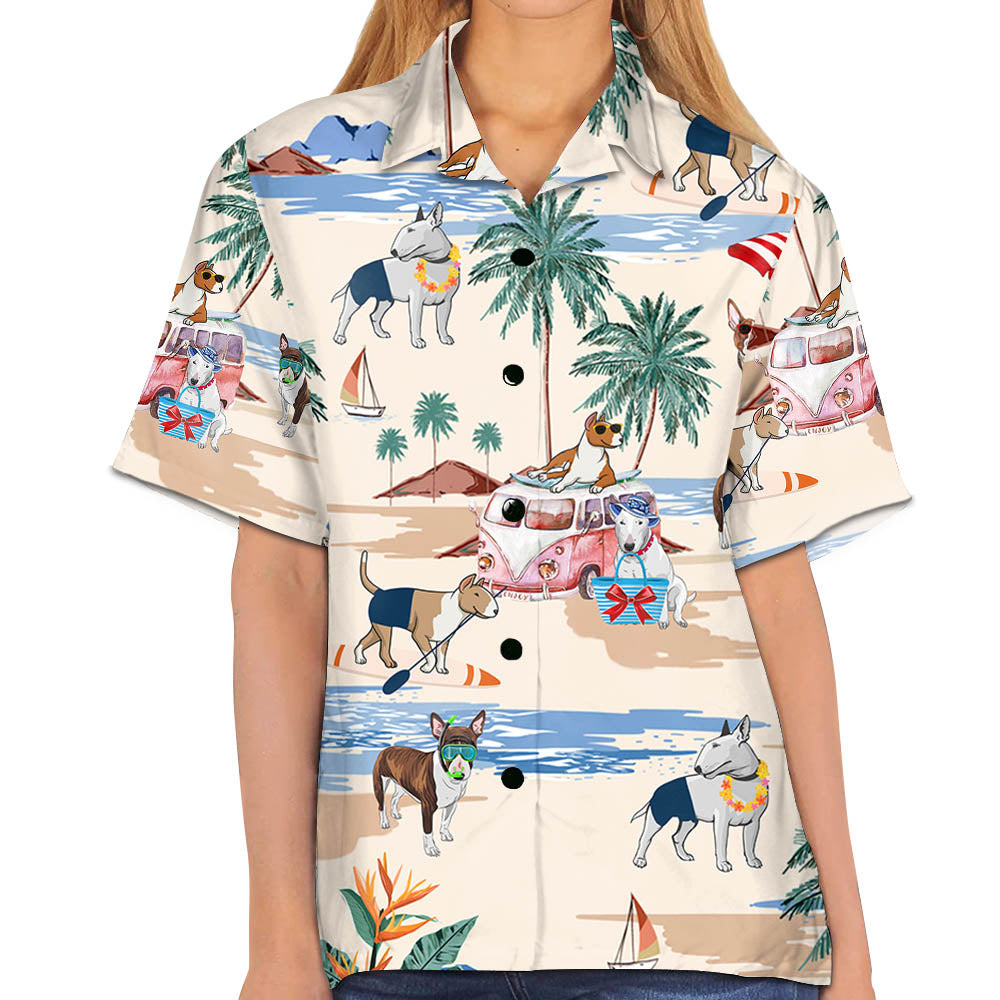 Bull Terrier Summer Beach Hawaiian Shirt