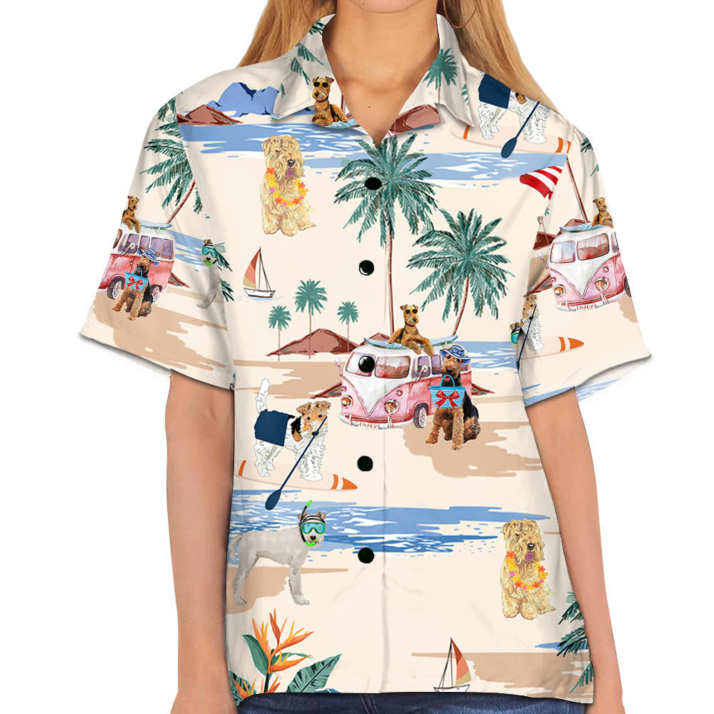 Soft-Coated Wheaten Terrier Summer Beach Hawaiian Shirt, Hawaiian Shirts for Men Short Sleeve Aloha Beach Shirt