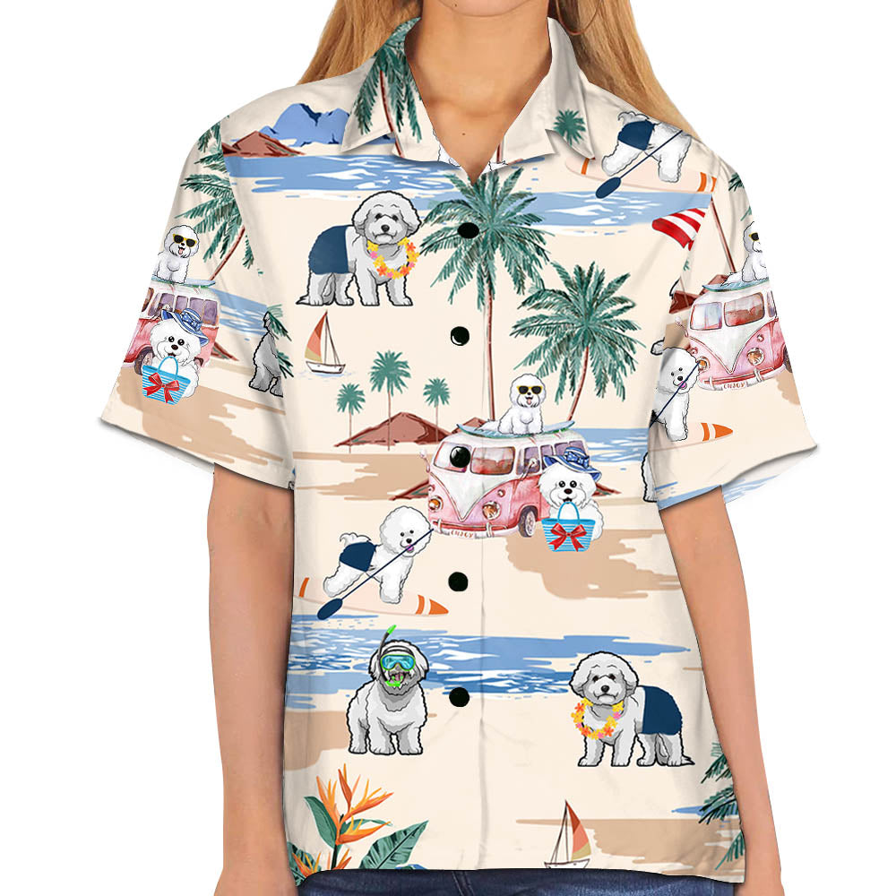 Bichon Frise Summer Beach Hawaiian Shirt