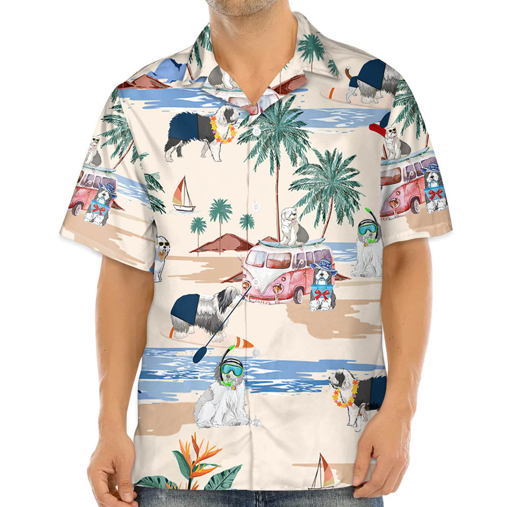 Old English Sheepdog Summer Beach Hawaiian Shirt