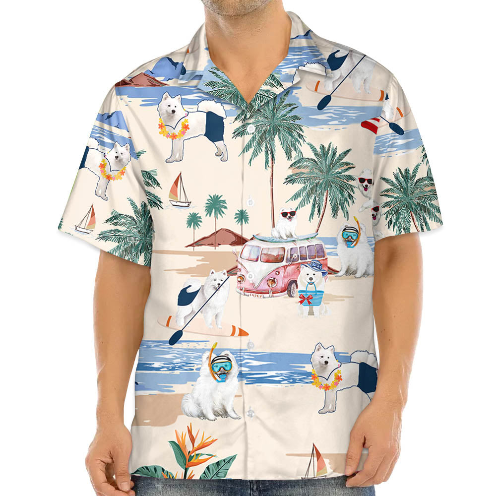 Samoyed Summer Beach Hawaiian Shirt