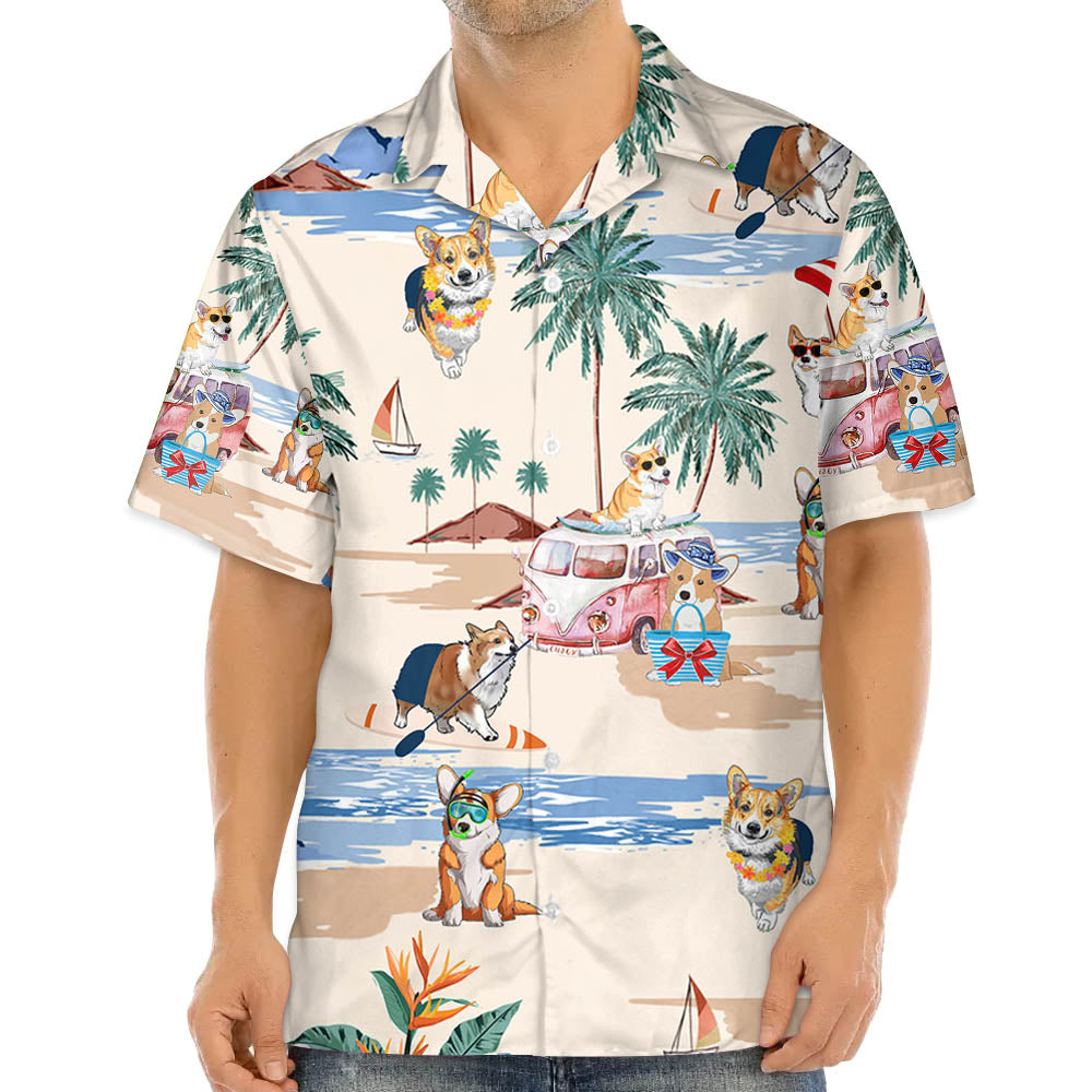 Corgi Hawaiian Shirt - Corgi Summer Beach Hawaiian Shirt