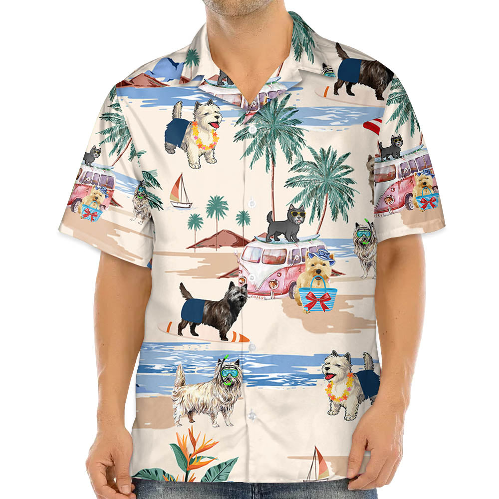 Cairn Terrier Summer Beach Hawaiian Shirt, Hawaiian Shirts For Men Short Sleeve Aloha Beach Shirt