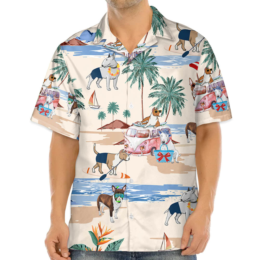 Bull Terrier Summer Beach Hawaiian Shirt