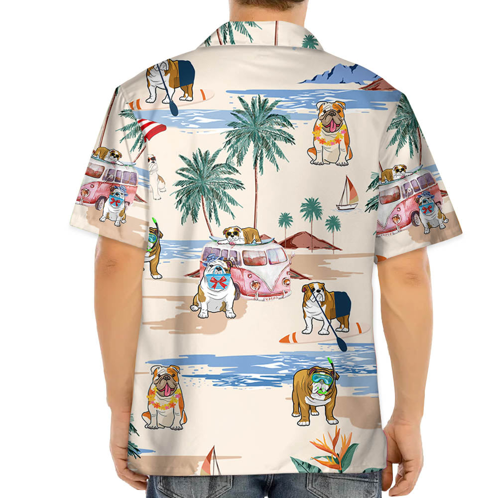 English Bulldog Summer Beach Hawaiian Shirt For English Bulldog Lover