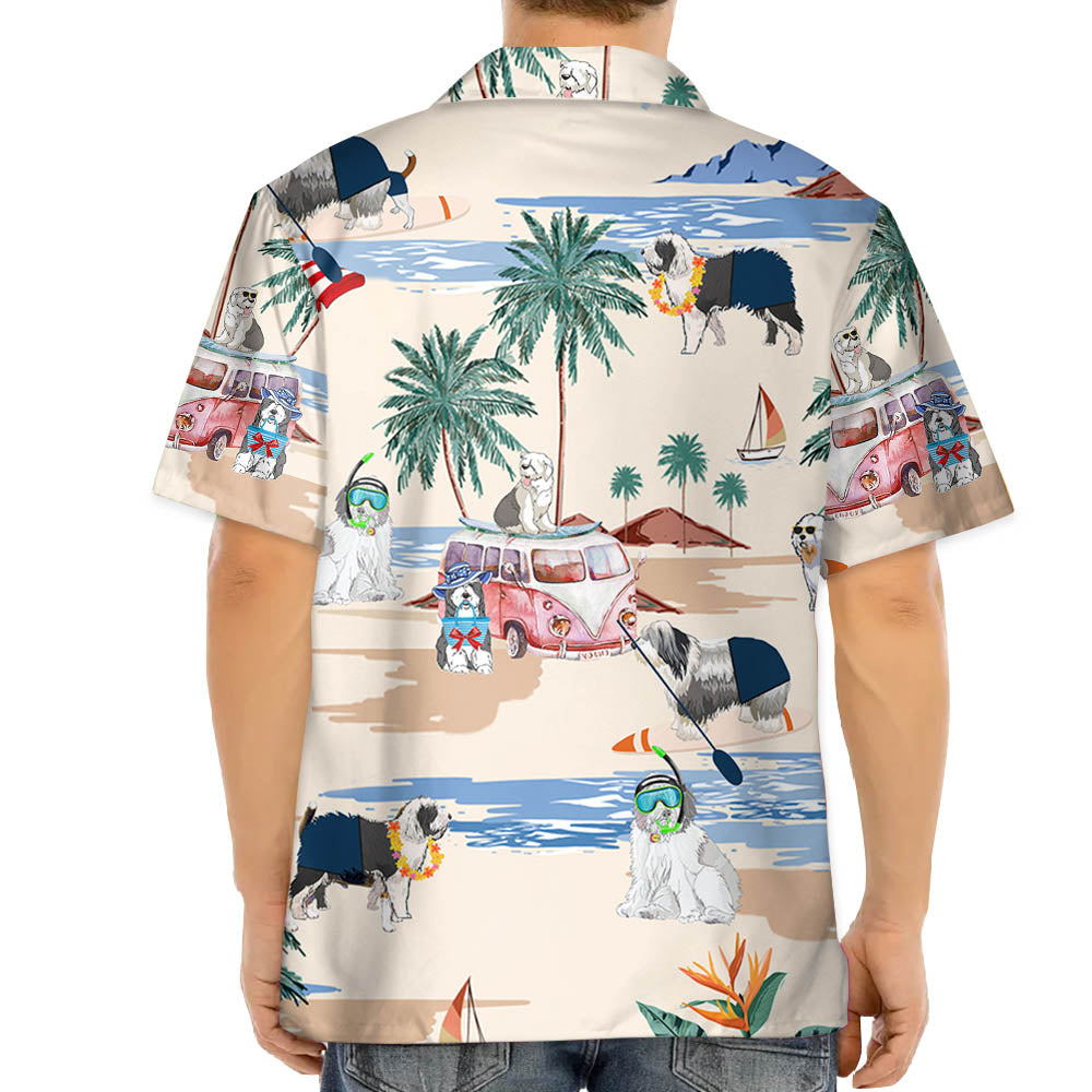 Old English Sheepdog Summer Beach Hawaiian Shirt