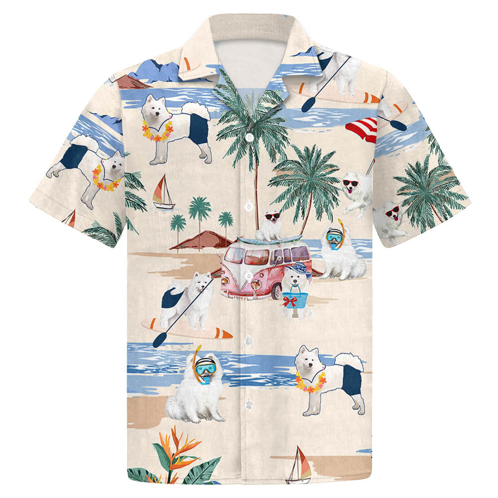 Samoyed Summer Beach Hawaiian Shirt