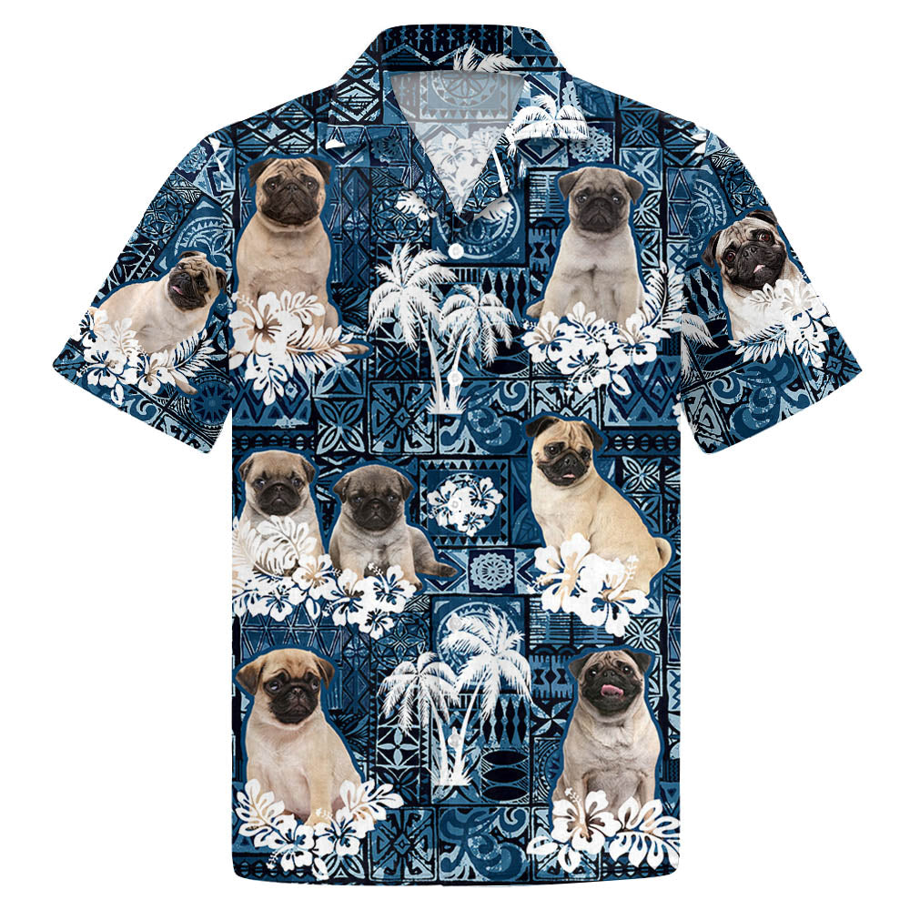 Pug Hawaiian Shirt Gift For Pug Mom, Pug Dad
