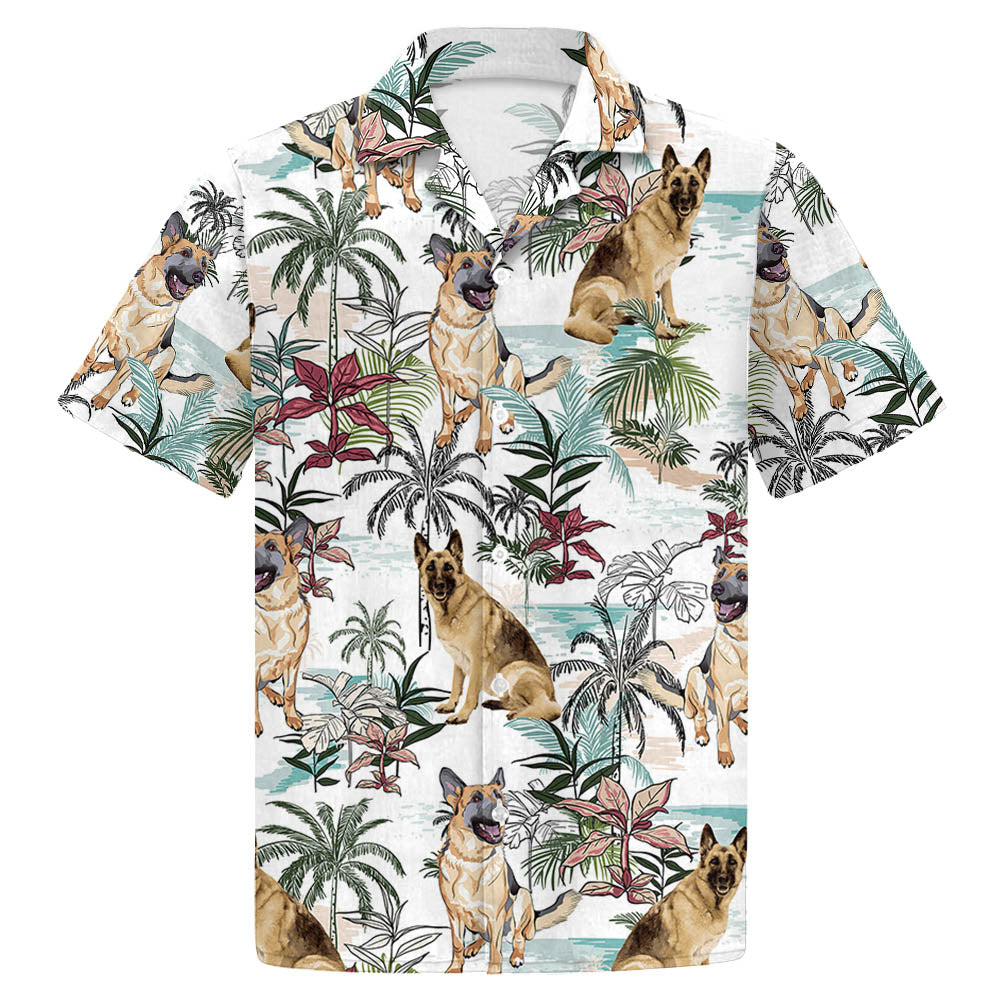 German Shepherd Summer Tropical Pattern Hawaiian Shirt