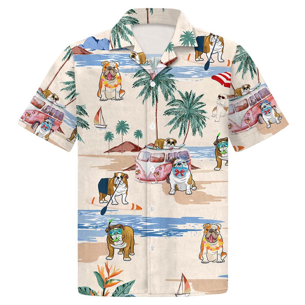 English Bulldog Summer Beach Hawaiian Shirt For English Bulldog Lover