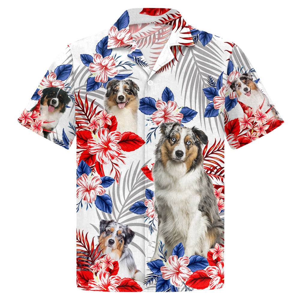 Australian Shepherd American Flag Hawaiian Shirt For Dog Lovers