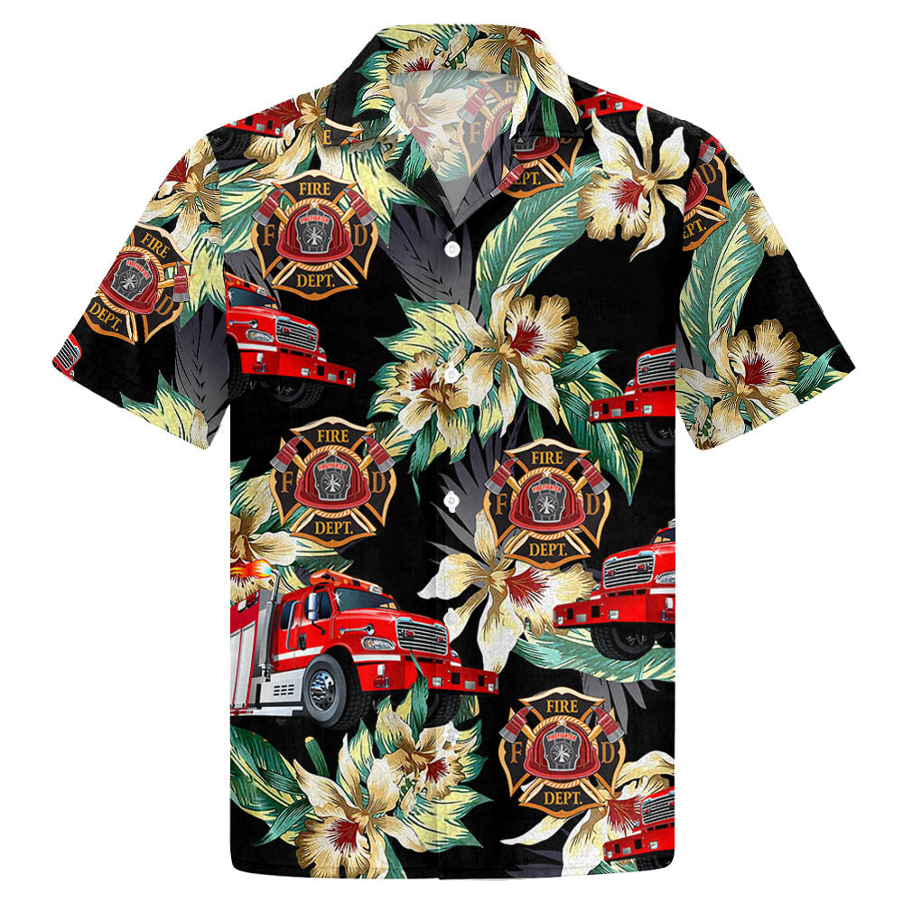 Firefighter Floral Vintage Hawaiian Shirt, Summer Hawaiian Shirts For Men, Women  Aloha Beach Shirt