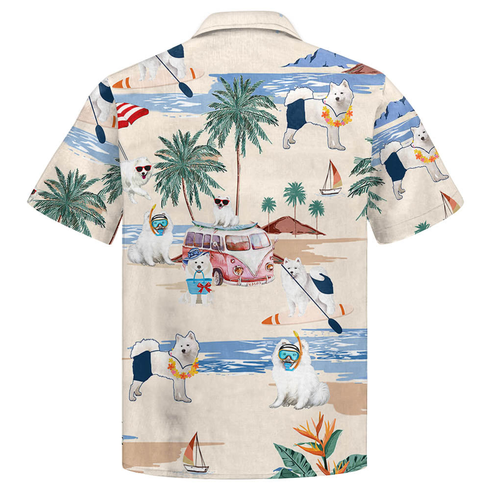 Samoyed Summer Beach Hawaiian Shirt
