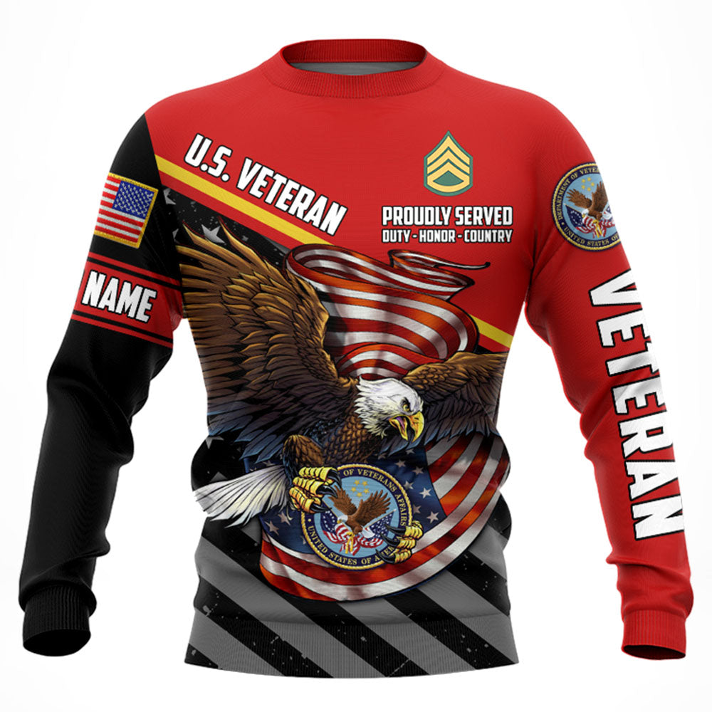 Proudly Served Duty Honor Country Eagle Personalized All Over Print Shirt For Veterans H2511