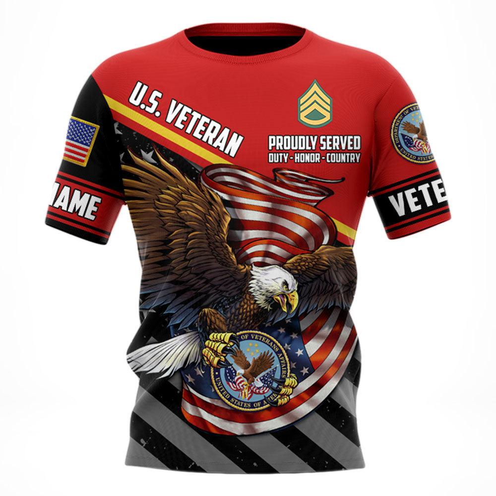 Proudly Served Duty Honor Country Eagle Personalized All Over Print Shirt For Veterans H2511