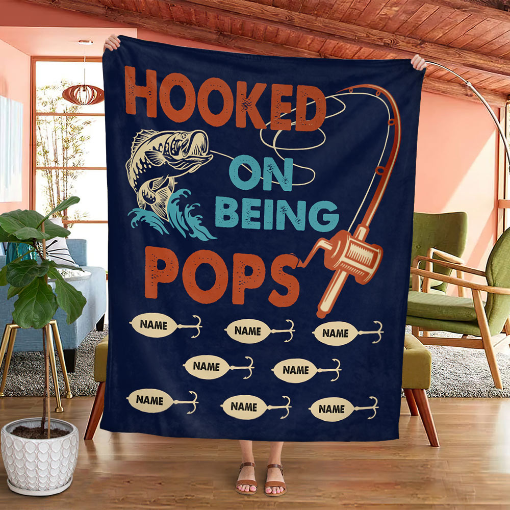 Hooked On Grandpa With Grandkids Name Canvas, Grandpa Fishing Gifts For  Father's Day, Personalized Fishing Gift For Grandpa - Best Personalized  Gifts For Everyone