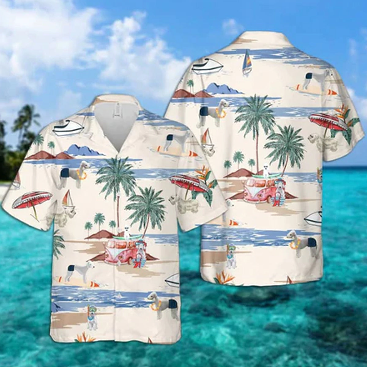 Bedlington Terrier Summer Beach Hawaiian Shirt