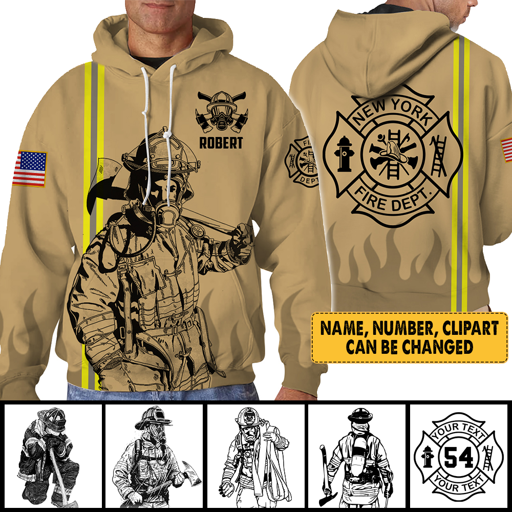 Personalized Firefighter Shirts Custom Name Number & Logo Gifts For Fireman Retired Firefighter All Over Print Shirt K1702