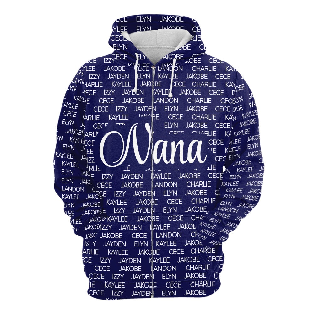 Personalized Grandma Nana 3D Shirt Nana With Grandkids Name 3D All Over Print Shirt Hoodie Zip Hoodie