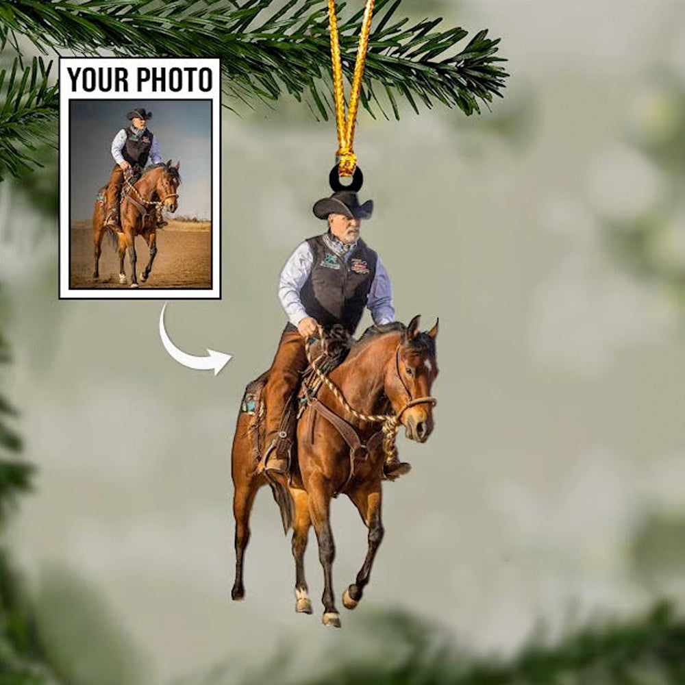 Riding Horse Ornament Custom Upload Photo - Personalized Acrylic Ornament