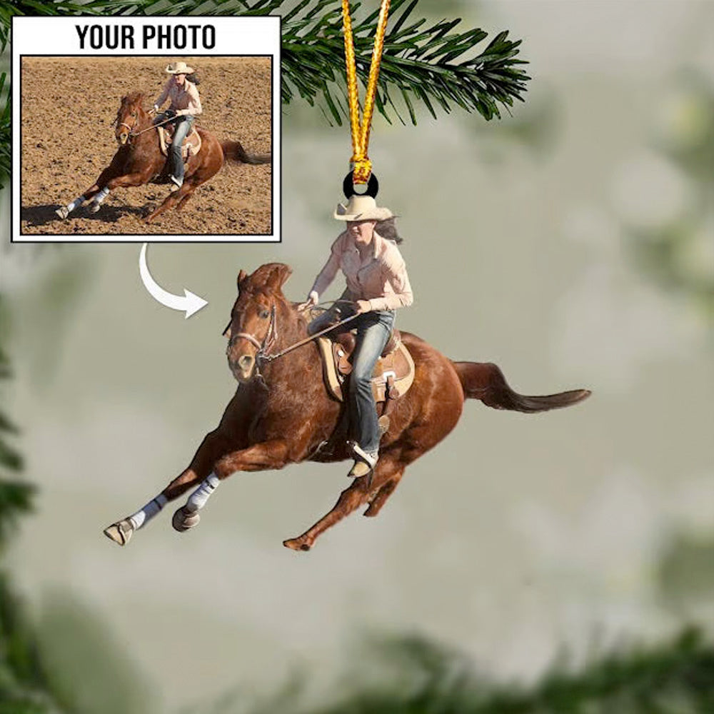 Riding Horse Ornament Custom Upload Photo - Personalized Acrylic Ornament