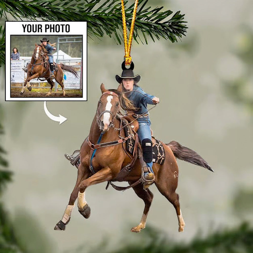 Riding Horse Ornament Custom Upload Photo - Personalized Acrylic Ornament