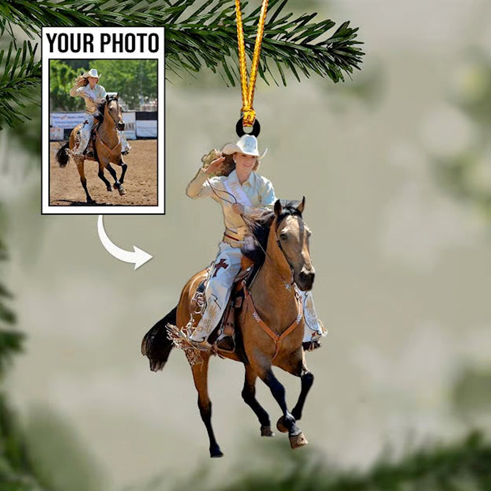 Riding Horse Ornament Custom Upload Photo - Personalized Acrylic Ornament
