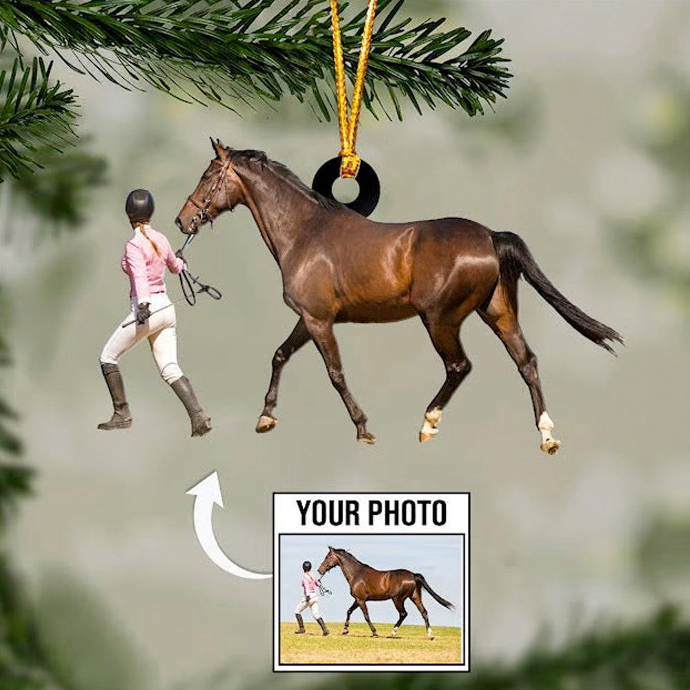 Riding Horse Ornament Custom Upload Photo - Personalized Acrylic Ornament