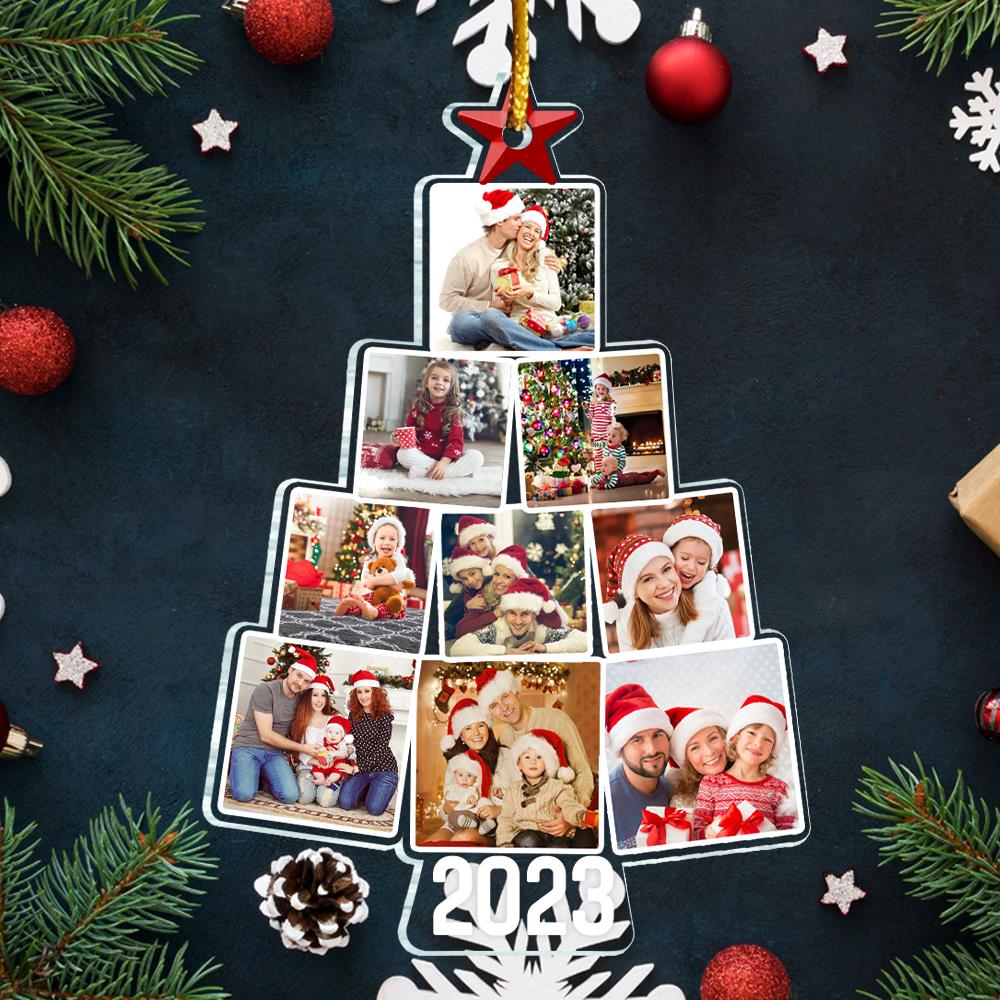 Family Photo Acrylic Ornament, Portrait Christmas Ornament