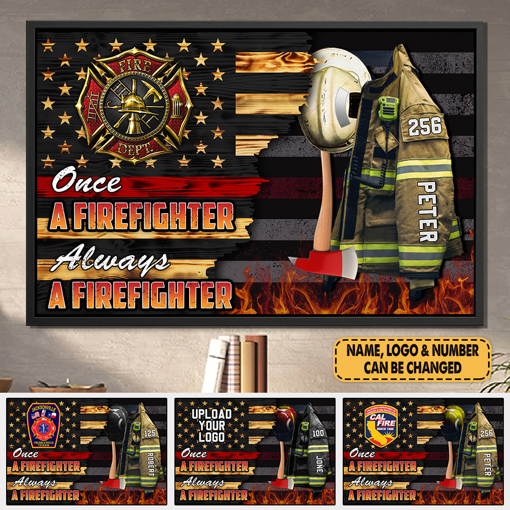 Personalized Firefighter Armor Clothes And Helmet Poster & Canvas Proud Firefighter Canvas K1702