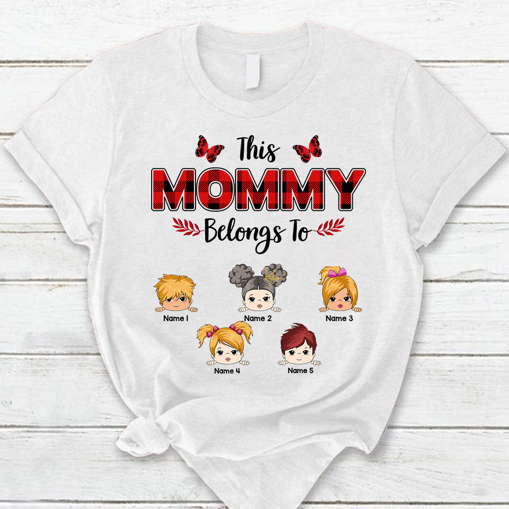 Personalized This Mommy Belongs To Grandkids Red Buffalo Leopard Shirt Funny Mommy With Grandkids Names Shirt Gift For Mommy