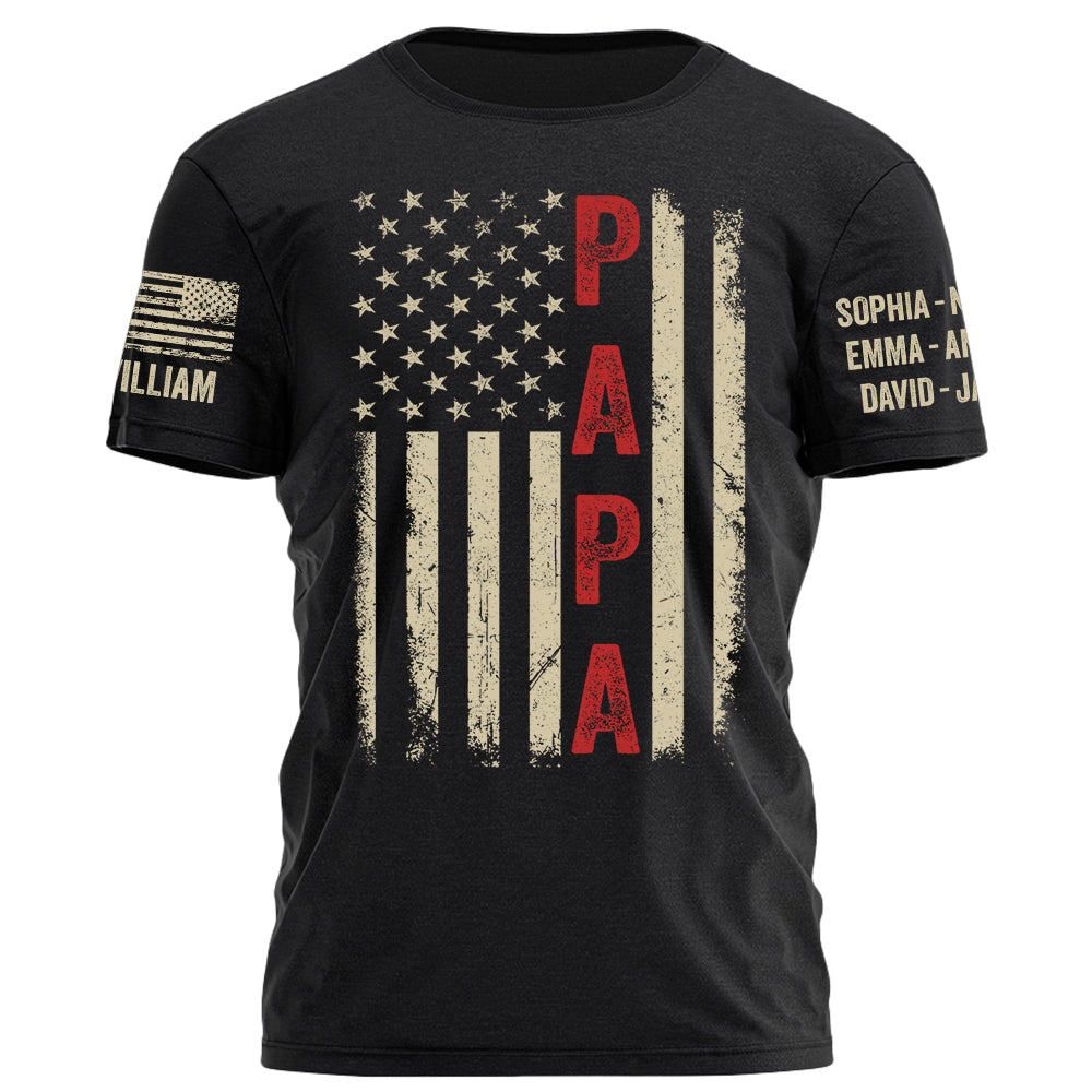 Vintage American Flag US Papa Father's Day Personalized Shirt For Dad Grandpa H2511